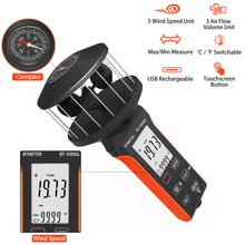 Load image into Gallery viewer, BTMETER BT-5000G  Rechargeable Handheld Wind Speed Meter, Touch Buttons for Shooting, Sailing, Surfing, Drone - btmeter-store