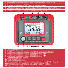 Cargar imagen en el visor de la galería, BTMETER BT-T0-TS58 0.1MΩ~20GΩ Digital Insulation Resistance Tester ACV DCV 10-600V - btmeter-store