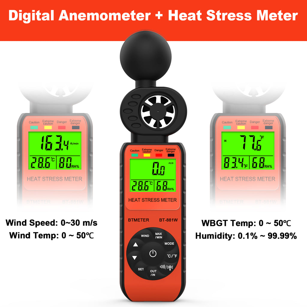 BTMETER BT-881W Anemometer Handheld & Heat Stress WBGT Meter - btmeter-store