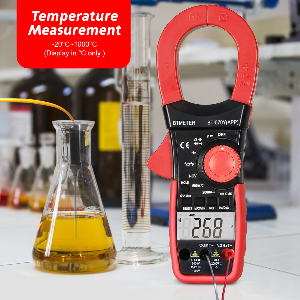 BTMETER-BT-570Y-APP Digital Clamp Multímeter, 2000A, 2000V ,True RMS Meter, Bluetooth, App