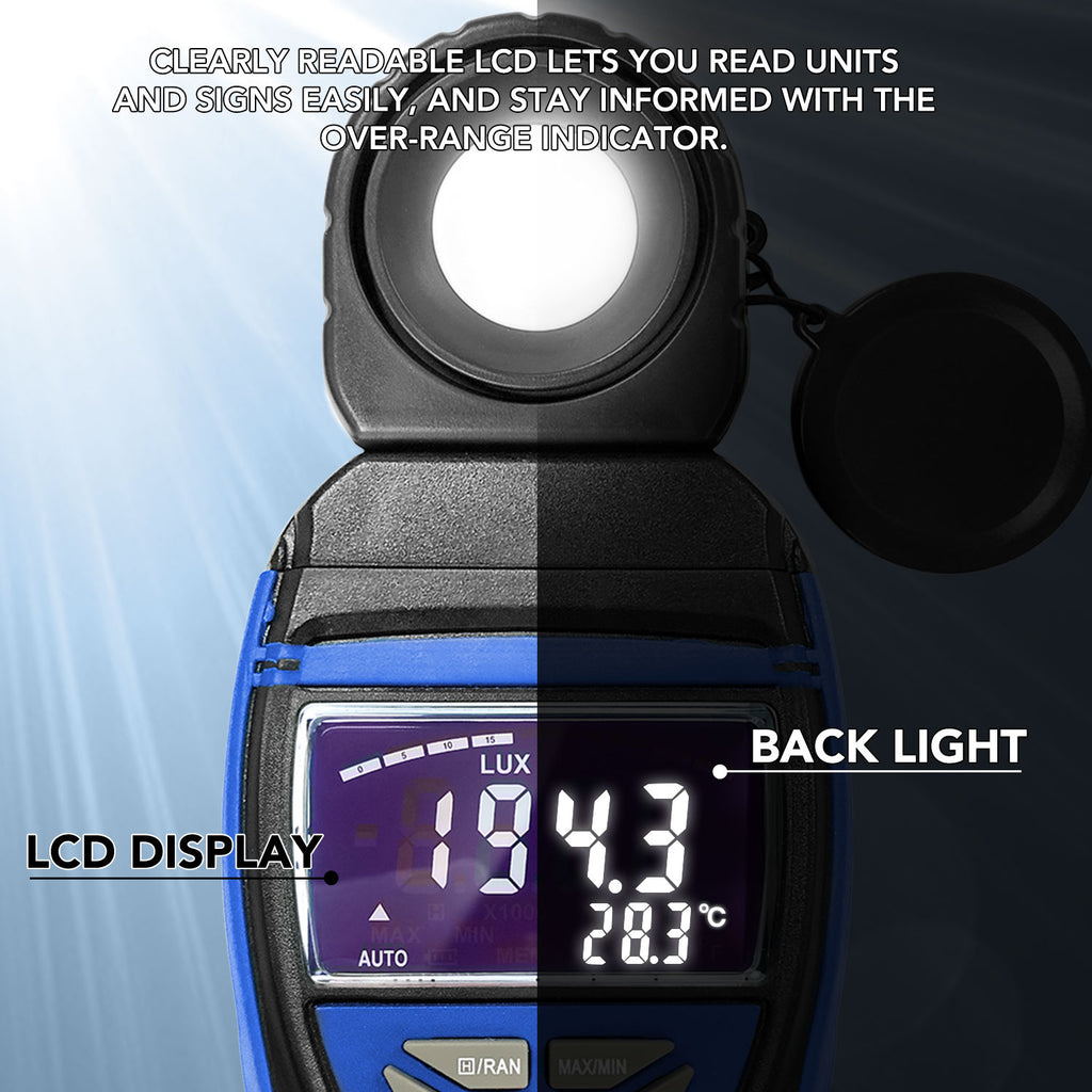 BTMTER BT-8801B Light Meter, Digital Lux Meter 0.1-400,000 Lux, 270º Rotatable Detector