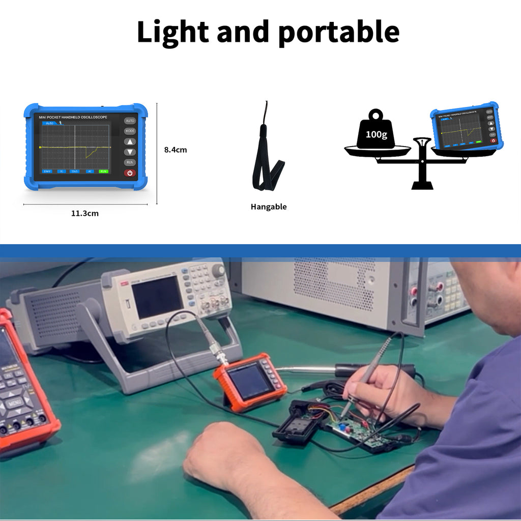 BTMETER BT-500K Mini Oscilloscope - Portable Handheld Tablet Oscilloscope with 500kHz, 2.5MS/s Sampling Rate, 2.8'' Screen