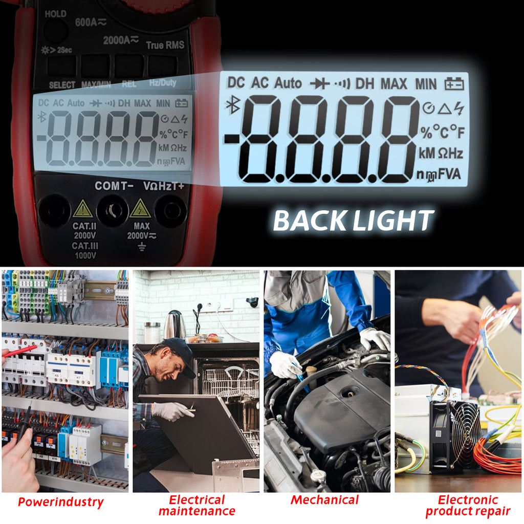 BTMETER-BT-570Y-APP Digital Clamp Multímeter, 2000A, 2000V ,True RMS Meter, Bluetooth, App