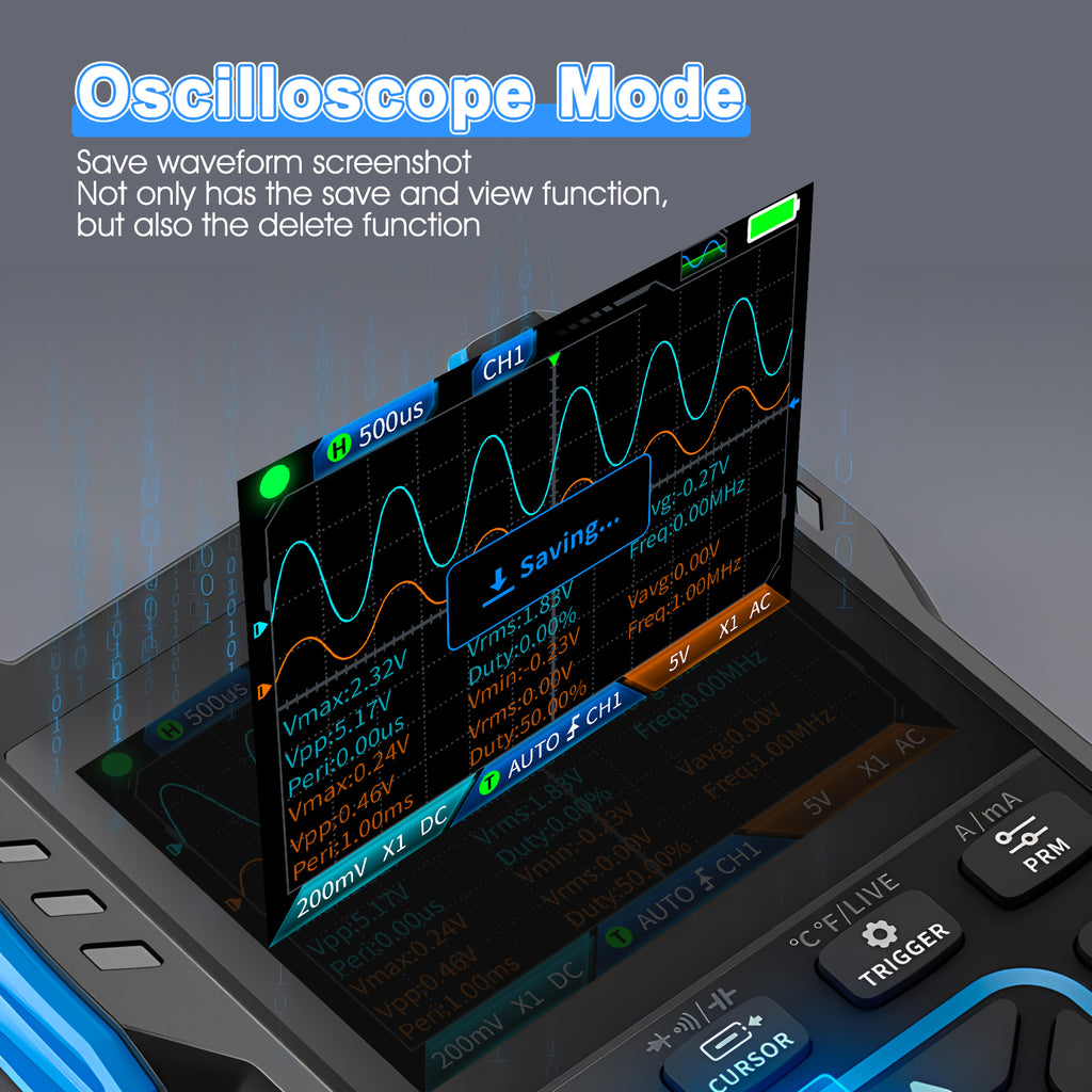 BTMETER 2C23T Multimeter Oscilloscope, 2 Channels, 10MHz Bandwidth, 50MSa/s Sampling Rate, 9999 Counts, AC and DC Meter,  3 in 1