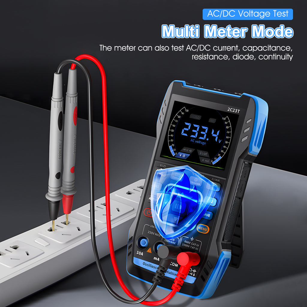 BTMETER 2C23T Multimeter Oscilloscope, 2 Channels, 10MHz Bandwidth, 50MSa/s Sampling Rate, 9999 Counts, AC and DC Meter,  3 in 1