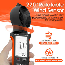 Load image into Gallery viewer, BTMETER  BT-5000D Anemometer Rechargeable HVAC Anemometer Air Flow Velocity Tester with CFM - btmeter-store