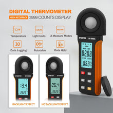 Load image into Gallery viewer, BTMETER Light Lux Meter Logger BT-5000A, Digital Lumen Tester Measure Lighting Level Intensity 0.1~400,000 Lux(0.1~40,000 FC) Foot Candle Luxometer with Data Logging for Plant Grow Aquarium