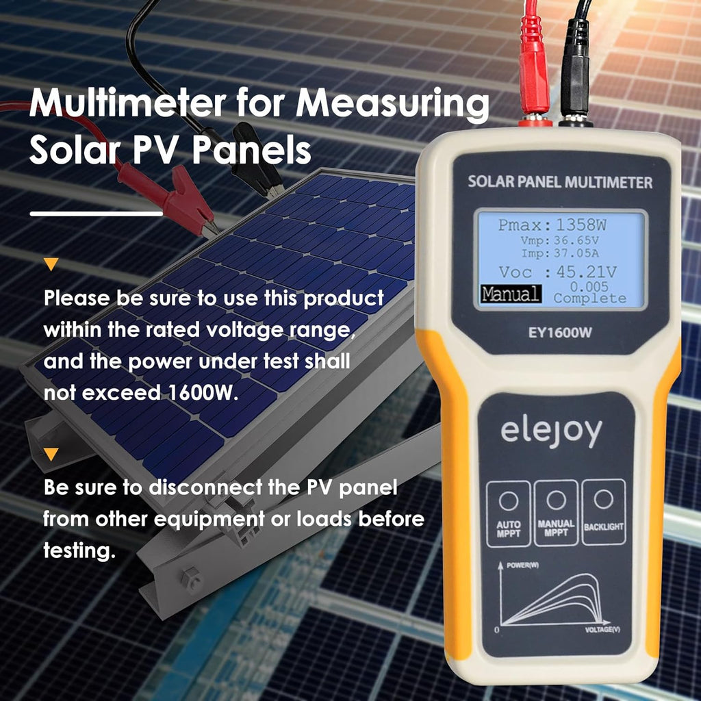 BTMETER BT-EY1600W Solar Panel Tester, 1600W Photovoltaic Panel Multimeter Manual/Auto MPPT Tester with Backlight - btmeter-store