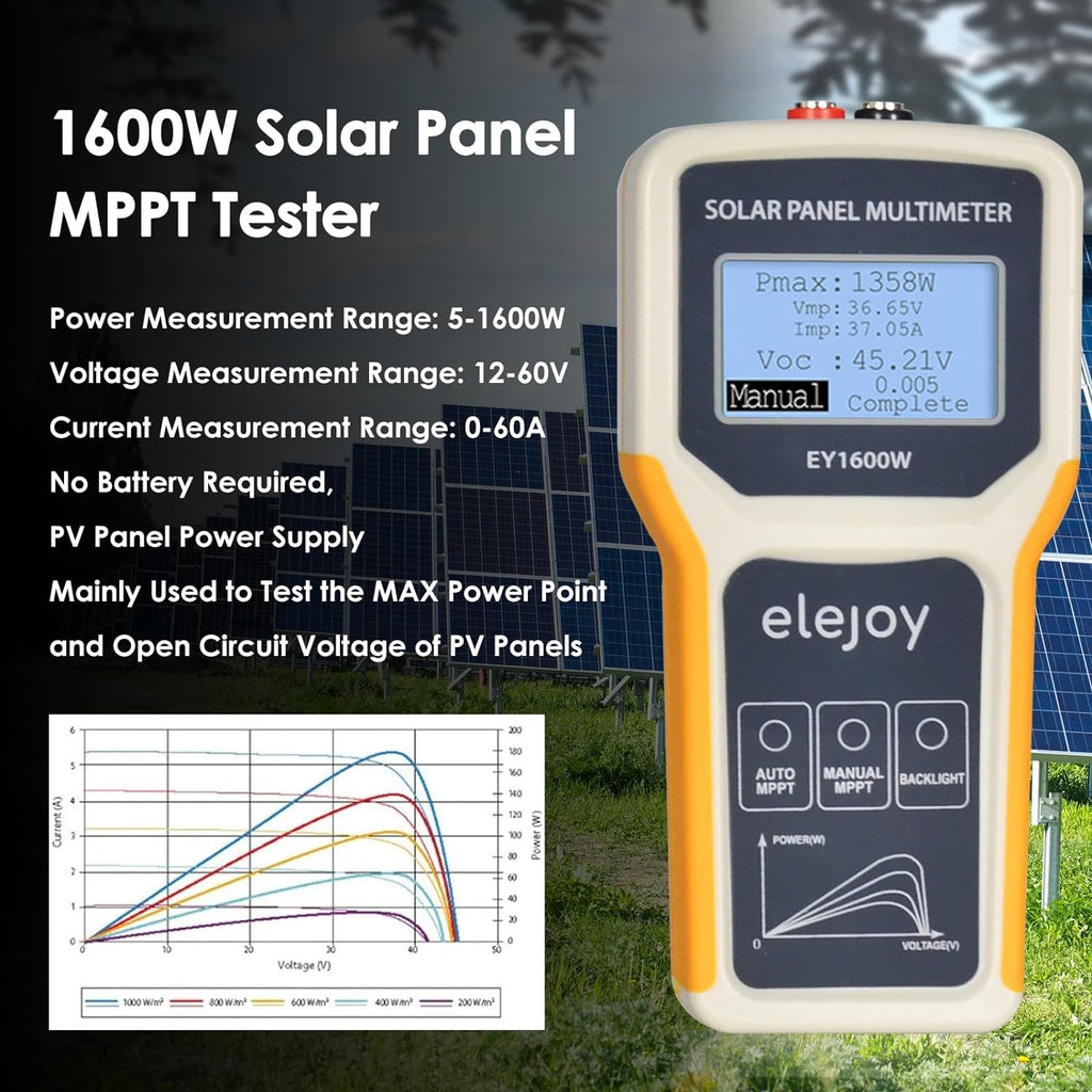 BTMETER BT-EY1600W Solar Panel Tester, 1600W Photovoltaic Panel Multimeter Manual/Auto MPPT Tester with Backlight - btmeter-store