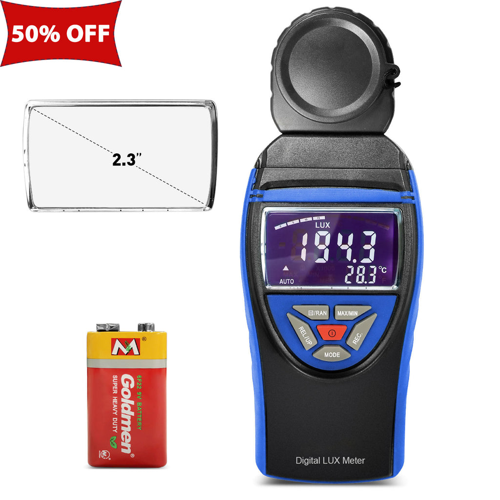 BTMTER BT-8801B Light Meter, Digital Lux Meter 0.1-400,000 Lux, 270º Rotatable Detector