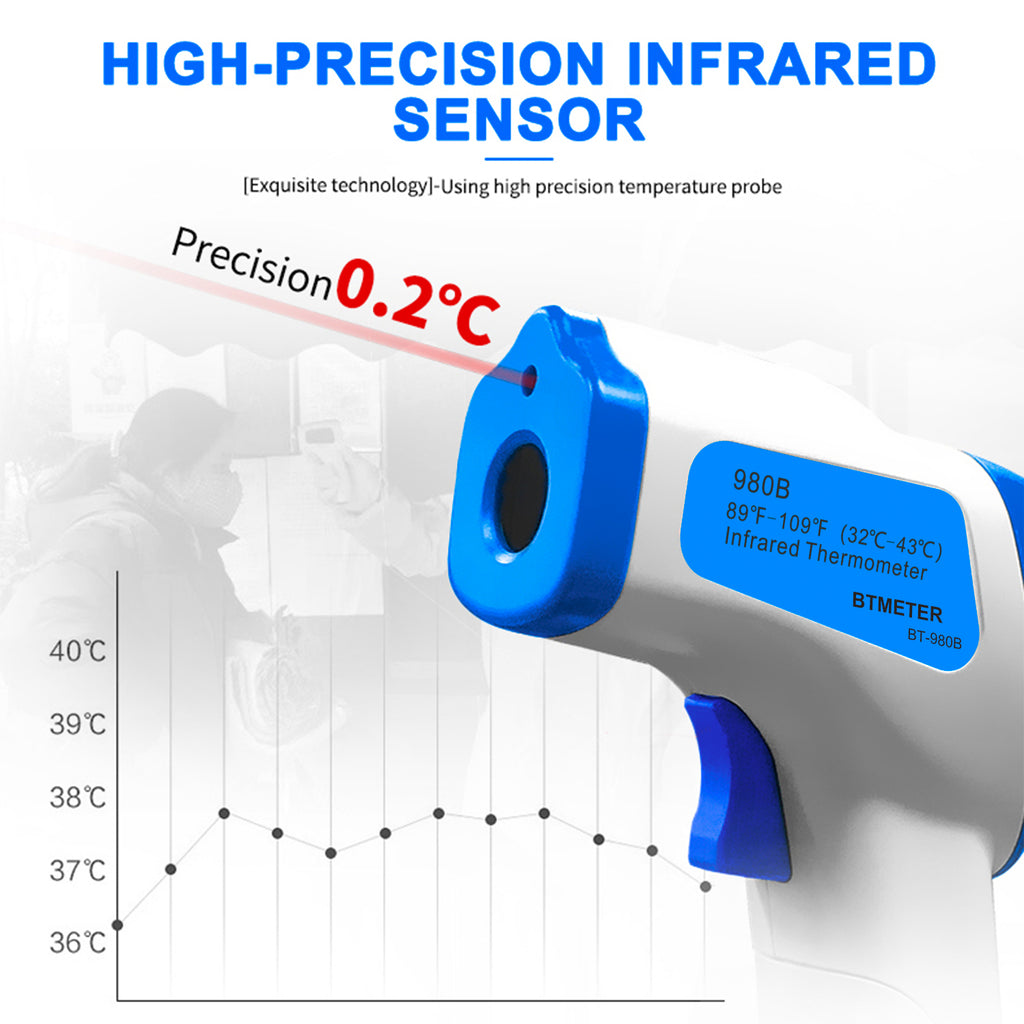 BTMETER BT-980B Touchless Infrared Forehead Thermometer, for Adults & Baby Digital Thermometer Gun