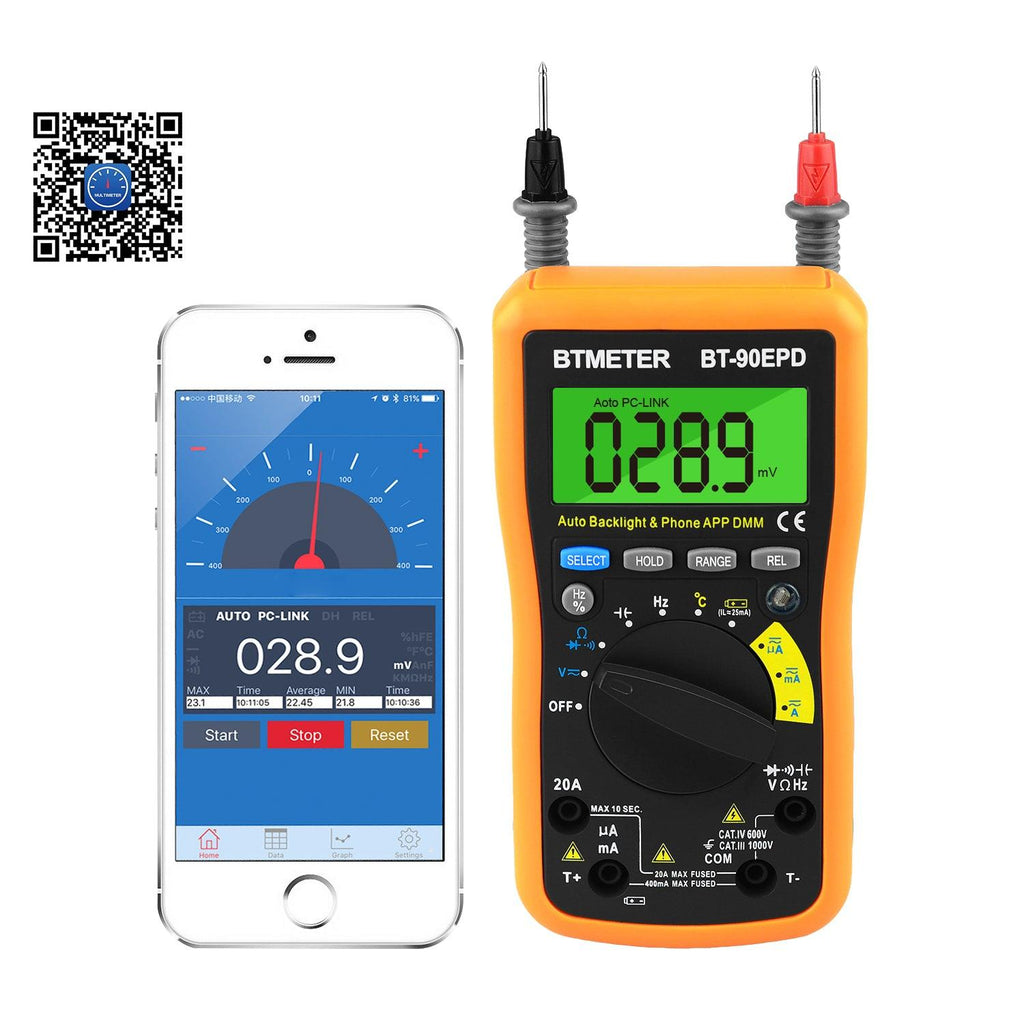 BTMETER BT-90EPD Multimeter Mobile APP 4000 Counts True RMS