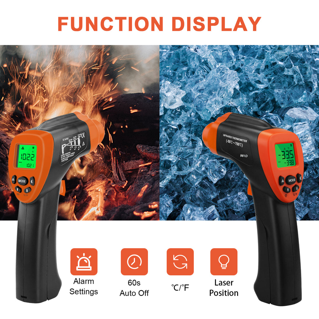 BTMETER BT-980D D:S 12:1 Handheld Industrial Infrared Thermometer for -58℉ to 1022℉(-50°C ~ 550°C)