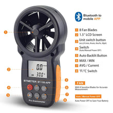 이미지를 갤러리 뷰어에 로드 , BTMETER BT-100-APP Digital Anemometer, Handheld APP Data Support Wind Speed Meter - btmeter-store