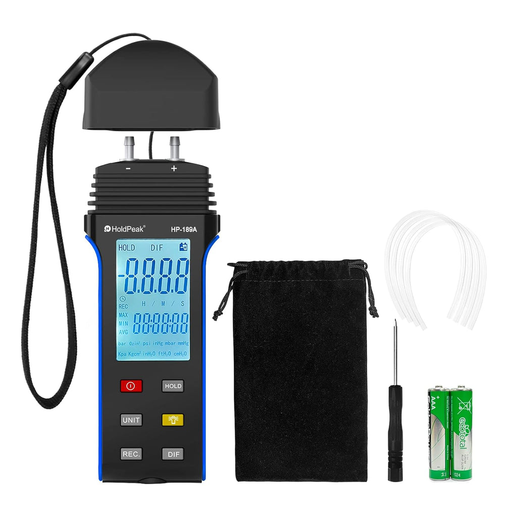 BTMETER BT-189A 2Psi Air and Gas Pressure Tester for Differential/Positive/Negative Pressure HVAC Differential - btmeter-store