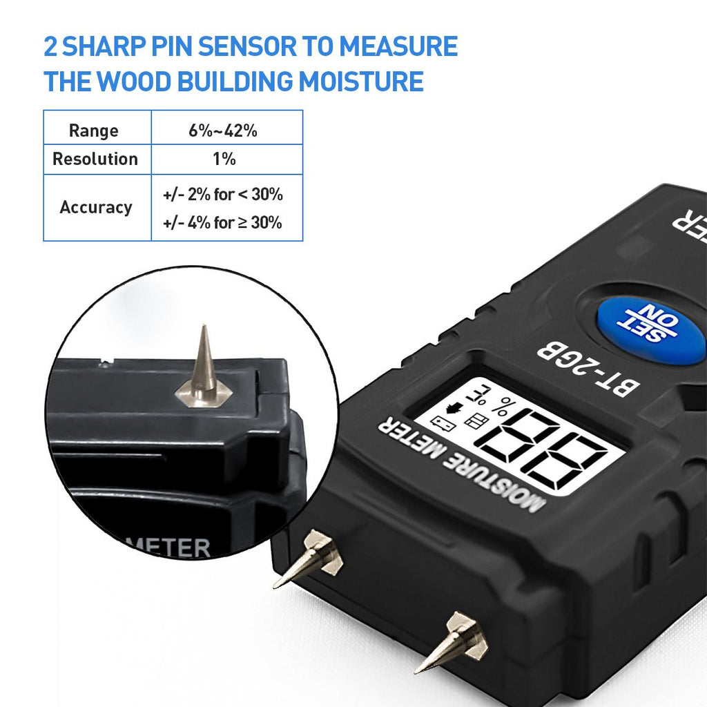 BTMETER BT-2GD Wood Moisture Meter LCD Display Type Probe Measure - btmeter-store
