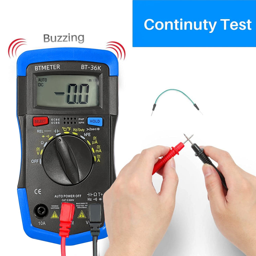 BTMETER BT-36K Digital Multimeter 4000 Counts Auto Ranging AC/DC Current,AC/DC Voltage,Resistance Diodes and fFE with Backlit LCD - btmeter-store
