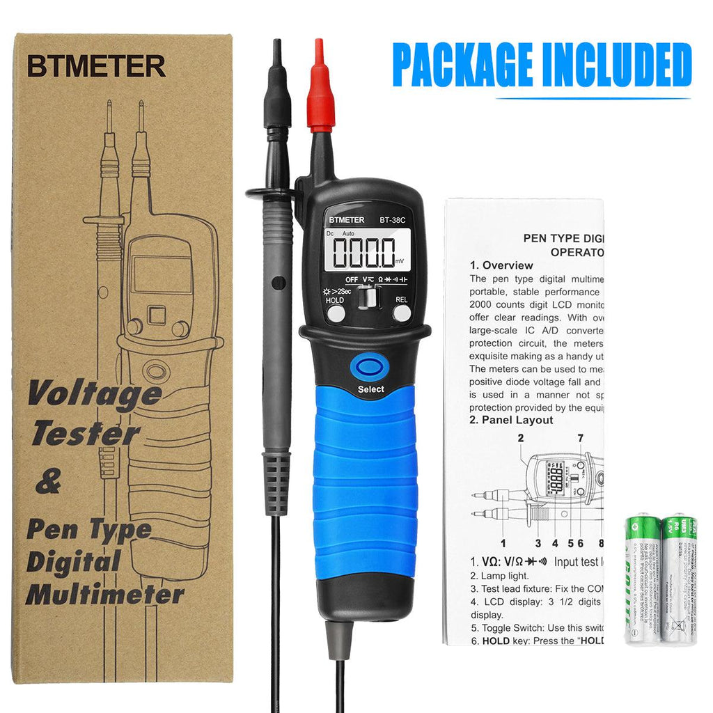 BTMETER BT-38C Pen Type Digital Multimeter AC DC 600V High Voltage Tester - btmeter-store