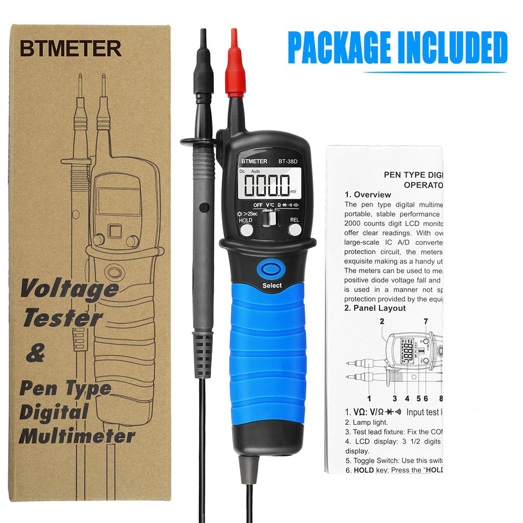 BTMETER BT-38D Pen Type Digital Multimeter, Handheld Electrical Tester - btmeter-store