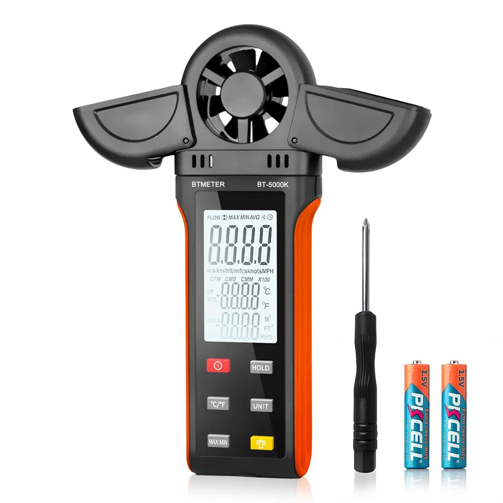 BTMETER BT - 5000K Handheld Anemometer with Vane Cover & 270º Rotatable Detector - btmeter - store