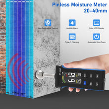 画像をギャラリービューアに読み込む, BTMETER BT-5000T Pinless Wood Moisture Meter, Non-Destructive Moisture Meter for Wood, Concrete, Floors, Walls, Measuring Depth 20-40mm Digital Moisture Meter with Masonry-Spherical Sensor - btmeter-store