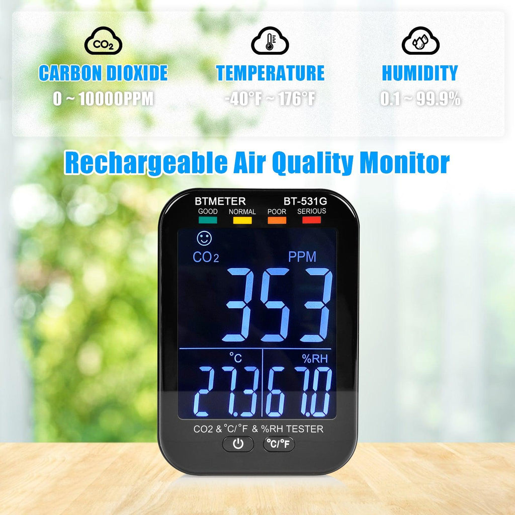 BTMETER BT-531G Portable CO2 Air Quality Monitor NDIR Sensor CO2 Detector - btmeter-store