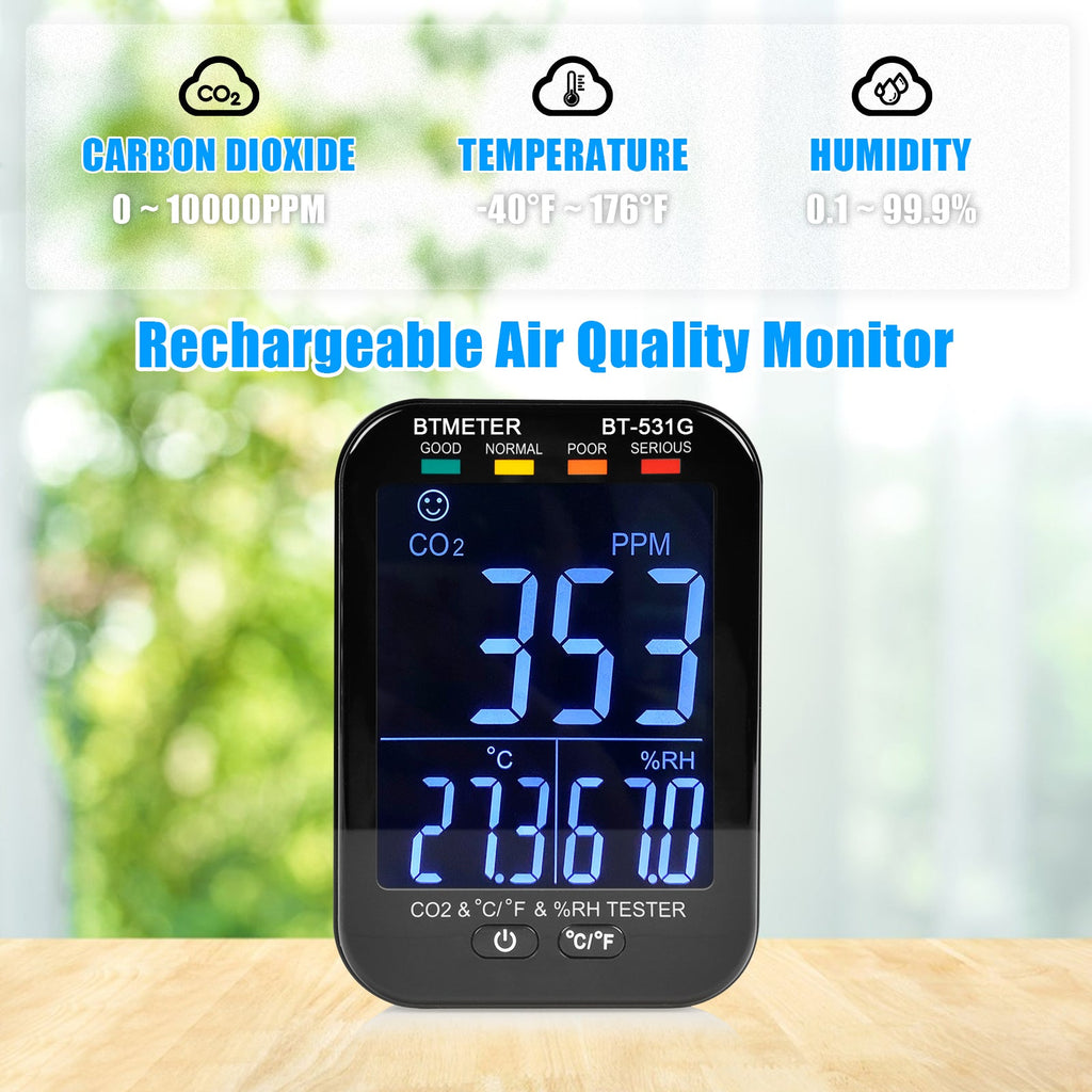 BTMETER BT - 531G - WIFI CO2 Air Quality Monitor with Alarm Detect Carbon Dioxide Test Indoor - btmeter - store