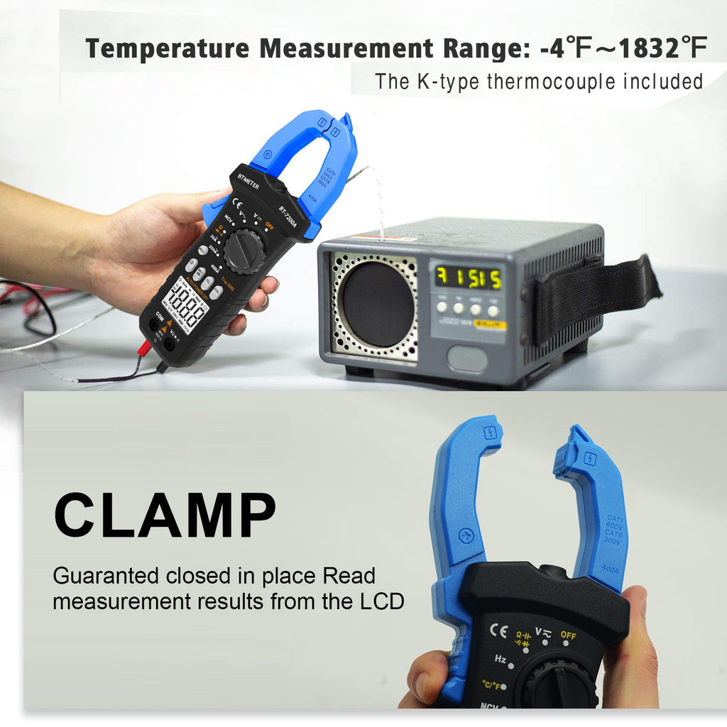 BTMETER BT - 7200A 2000 Counts Digital Clamp Multimeter AC Current Voltage Current NCV - btmeter - store