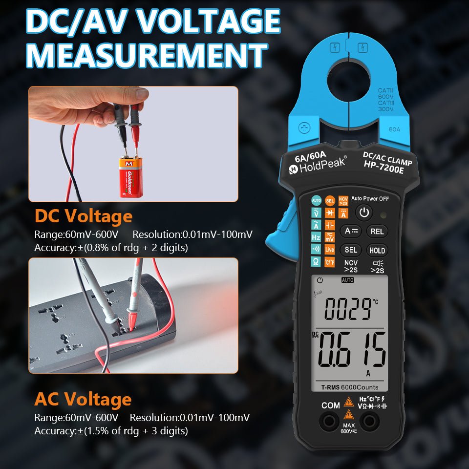 BTMETER BT - 7200E Clamp Meter 6000 Counts, Test True RMS, NCV, Diode Test - btmeter - store