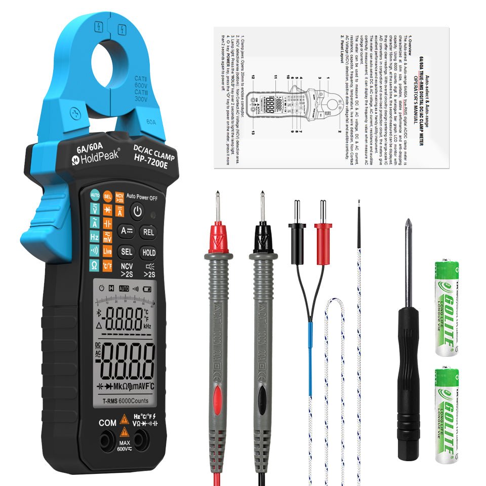 BTMETER BT - 7200E Clamp Meter 6000 Counts, Test True RMS, NCV, Diode Test - btmeter - store