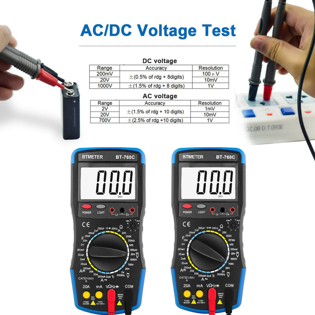 BTMETER BT - 760C Digital Multimeter DC/AC Voltage Current Inductance Tester - btmeter - store