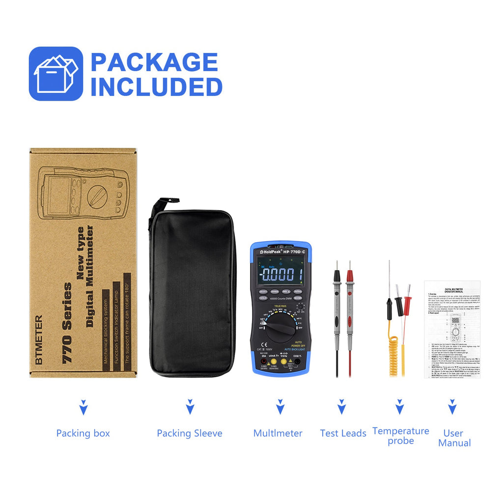 BTMETER BT - 770D - C NCV Digital Multimeter, Color Screen, Auto Range True RMS, 40000Counts - btmeter - store