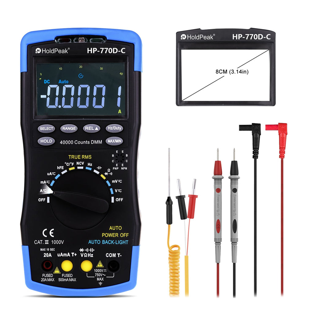 BTMETER BT - 770D - C NCV Digital Multimeter, Color Screen, Auto Range True RMS, 40000Counts - btmeter - store