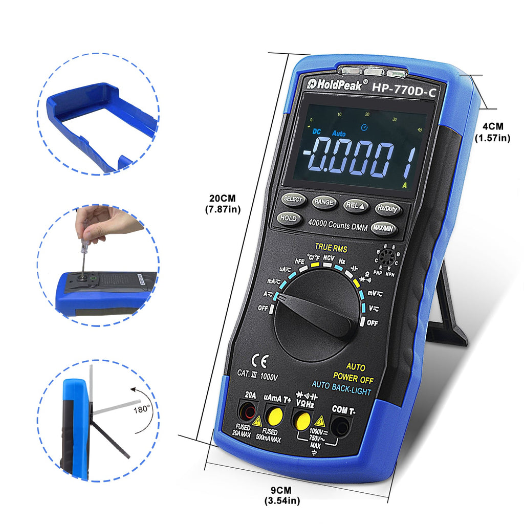 BTMETER BT - 770D - C NCV Digital Multimeter, Color Screen, Auto Range True RMS, 40000Counts - btmeter - store