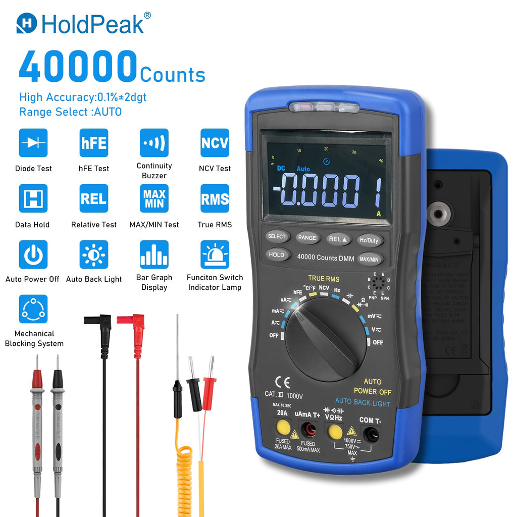 BTMETER BT - 770D - C NCV Digital Multimeter, Color Screen, Auto Range True RMS, 40000Counts - btmeter - store