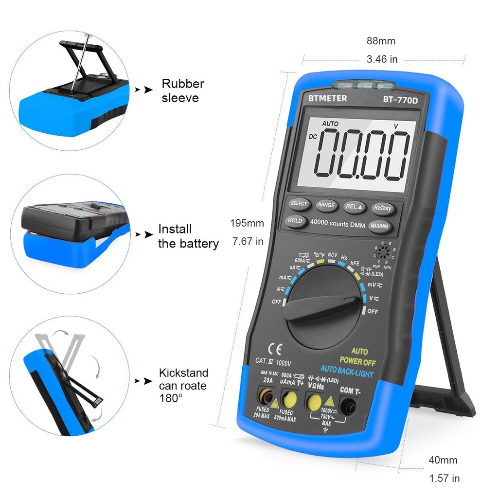 BTMETER BT - 770D NCV Digital Multimeter High - Accuracy Auto Range True RMS 40000Counts - btmeter - store