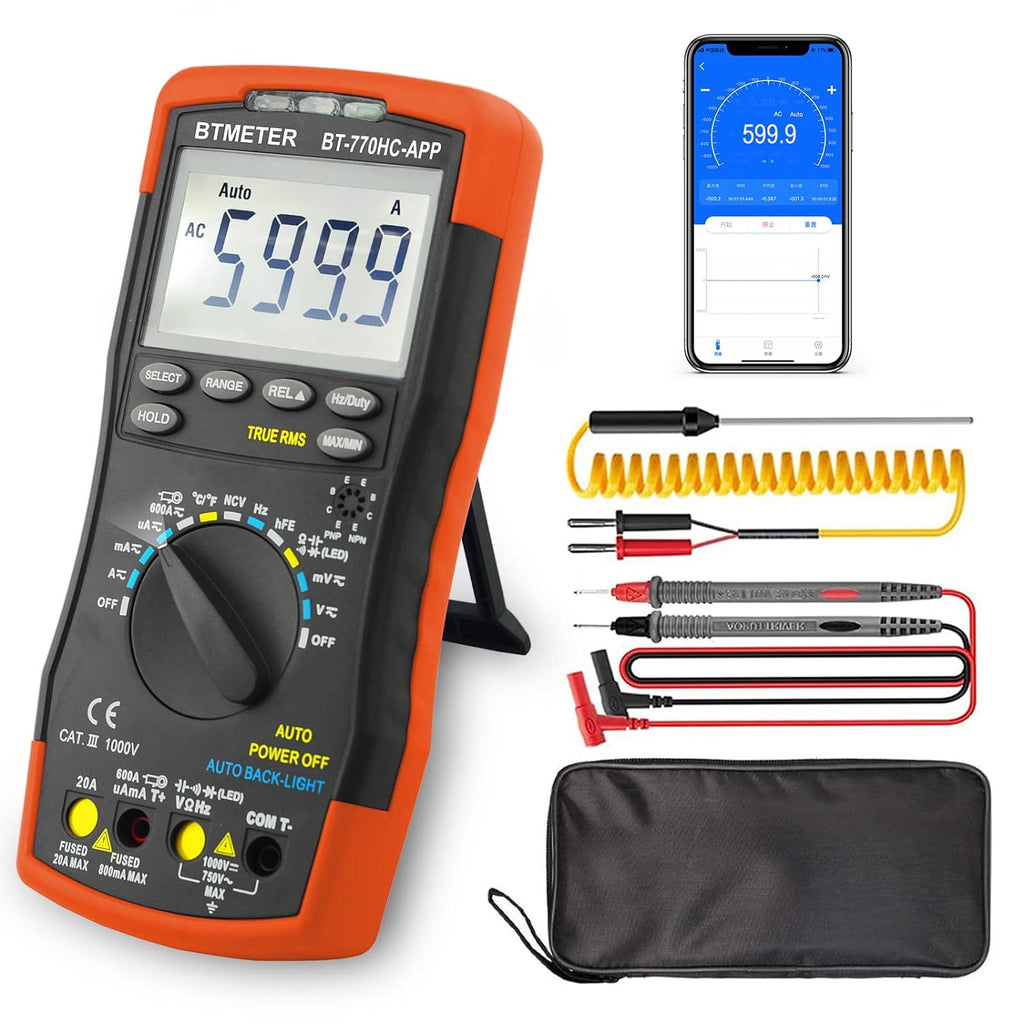 BTMETER BT - 770HC - APP Digital Multimeter, Handheld TRMS 6000 Multi Meter Auto Range Voltmeter Ammeter Measure AC DC, Connect APP - btmeter - store