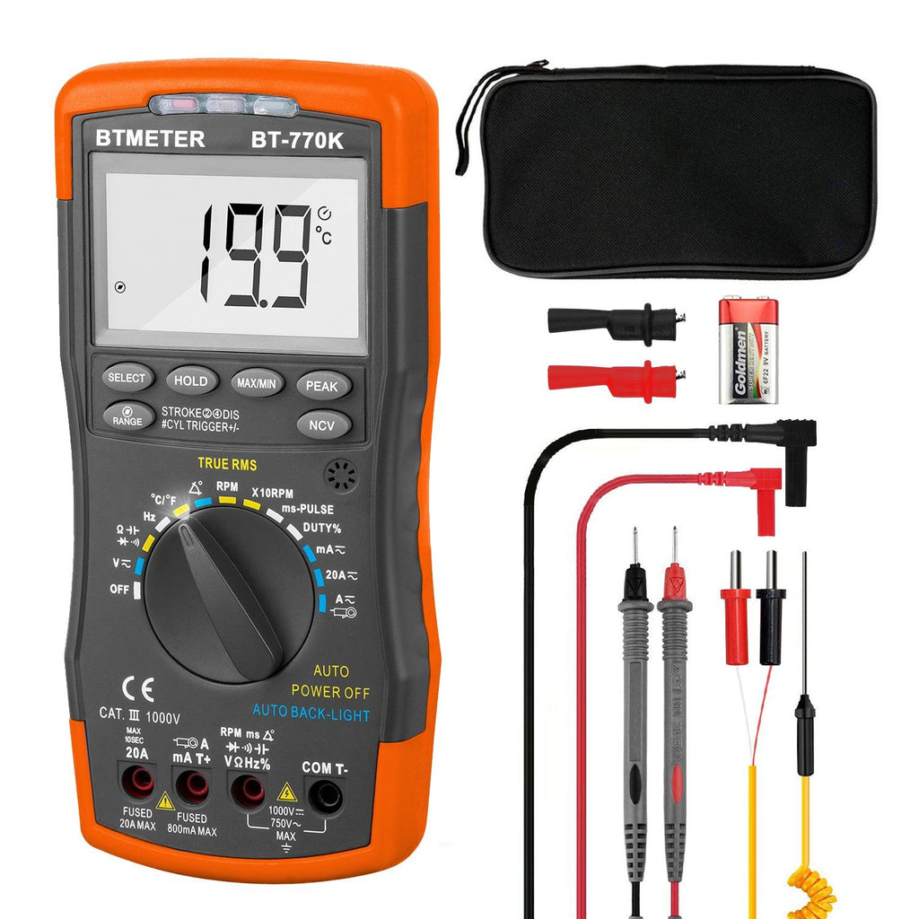 BTMETER BT - 770K Automotive AC/DC Dwell Multimeter with AC/DC Current Clamp Adapter - btmeter - store