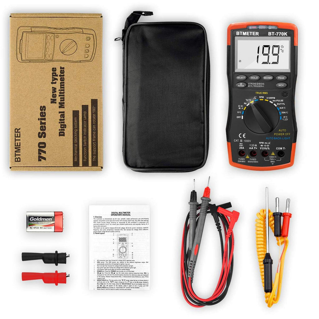 BTMETER BT - 770K Automotive AC/DC Dwell Multimeter with AC/DC Current Clamp Adapter - btmeter - store