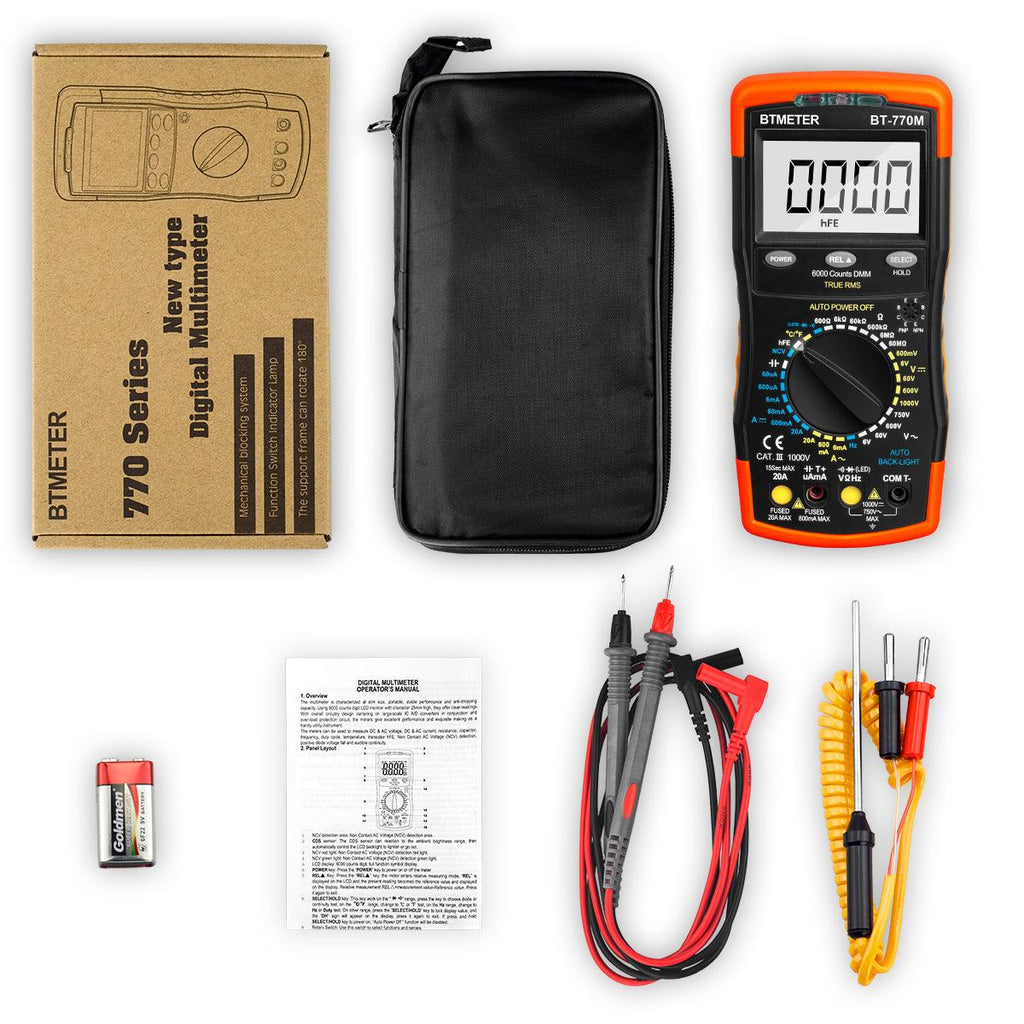 BTMETER BT - 770M Digital Multimeter TRMS 6000 Count, Auto/Manual Ranging - btmeter - store