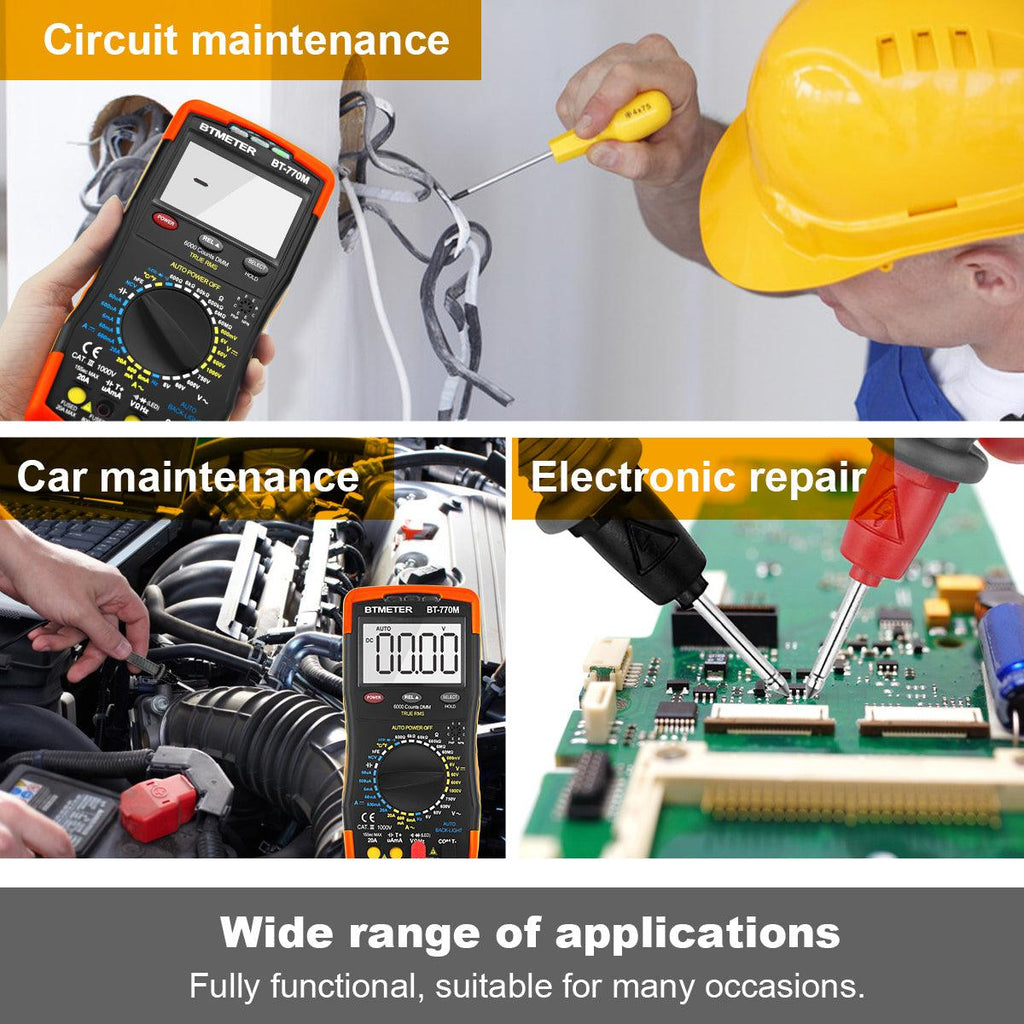 BTMETER BT - 770M Digital Multimeter TRMS 6000 Count, Auto/Manual Ranging - btmeter - store