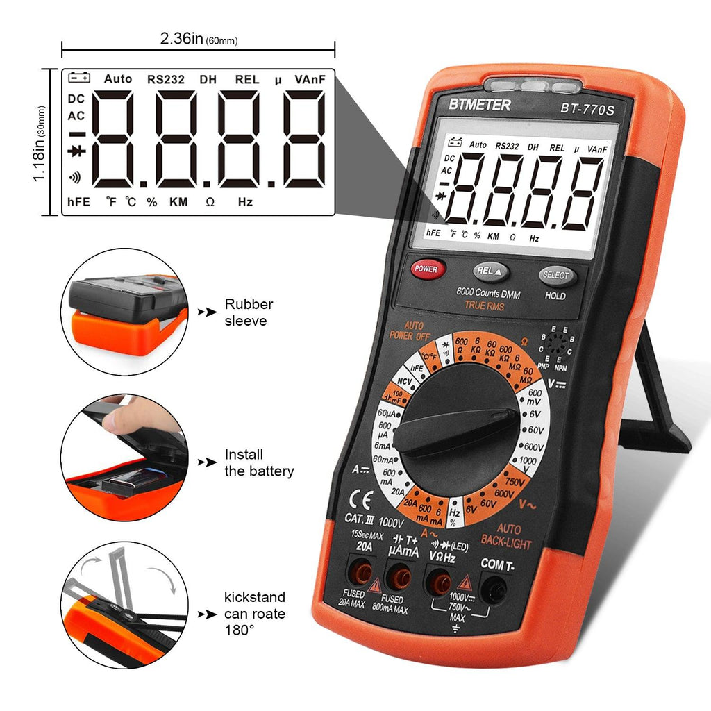 BTMETER BT - 770S Multimeter Manual Ranging Electric Meter for Automotive Hobbyist Electrical Home - btmeter - store