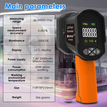 Cargar imagen en el visor de la galería, BTMETER BT - 8000B Digital LED Stroboscope Measuring 60~99,999 RPM/Hz, 0.001% Accuracy Non - Contact Tachometer - btmeter - store