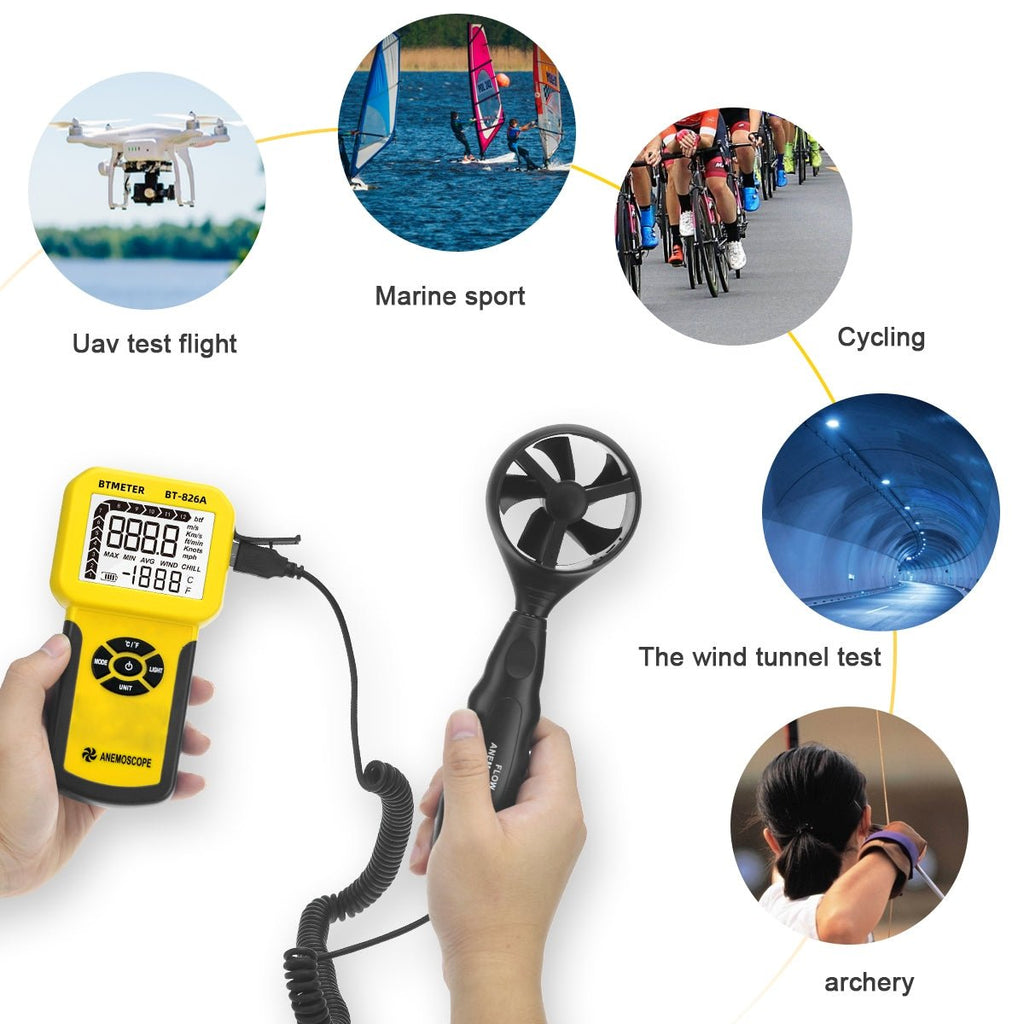 BTMETER BT - 826A 0.3~30m/s Wind Speed Sensor Digital Anemometer - btmeter - store