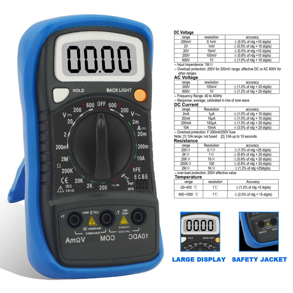 BTMETER BT - 838L Manual Range Digital Multimeter for AC DC Voltage Amp Ohm Volt - btmeter - store