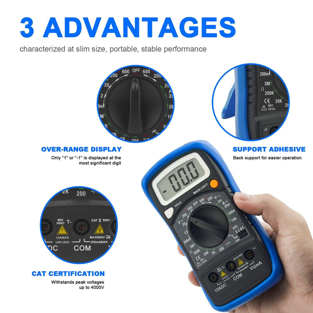 BTMETER BT - 838L Manual Range Digital Multimeter for AC DC Voltage Amp Ohm Volt - btmeter - store