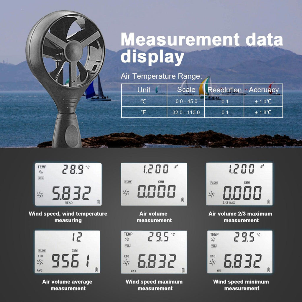 BTMETER BT - 846A Digital Anemometer 0.3~45m/s Wind Speed Sensor - btmeter - store