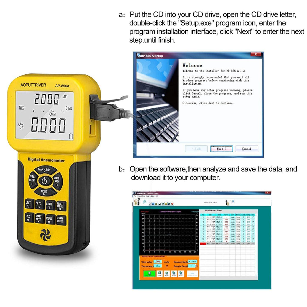 BTMETER BT - 856A Pro HVAC Anemometer Handheld CFM Meter Wind Speed Meter with Backlight Max/Avg/Min Functions for Measuring Wind Speed Air Velocity - btmeter - store