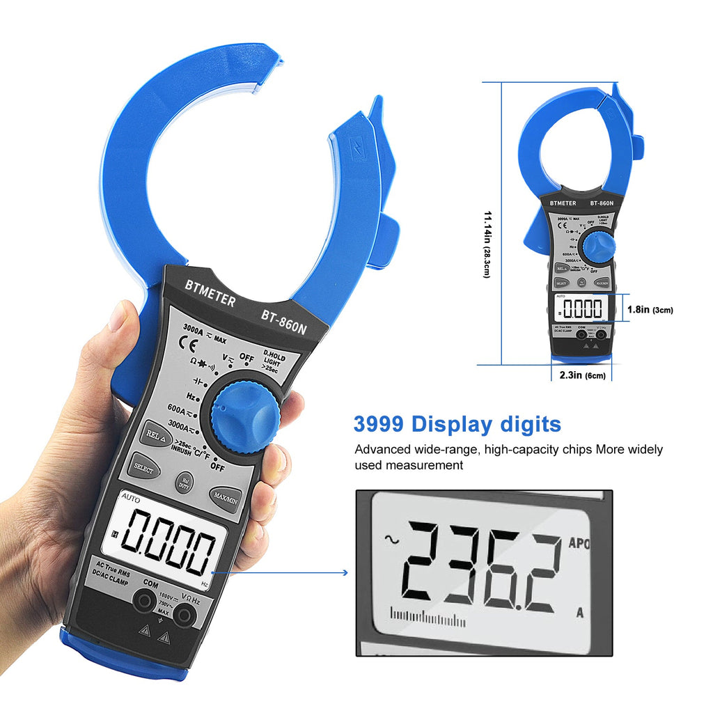 BTMETER BT - 860N Digital Clamp Meter 3000A Amp Meter Multimeter - btmeter - store