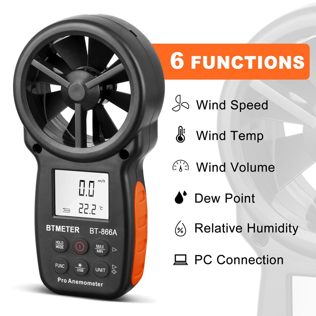 BTMETER BT - 866A Digital Anemometer Handheld CFM Meter with USB Port - btmeter - store